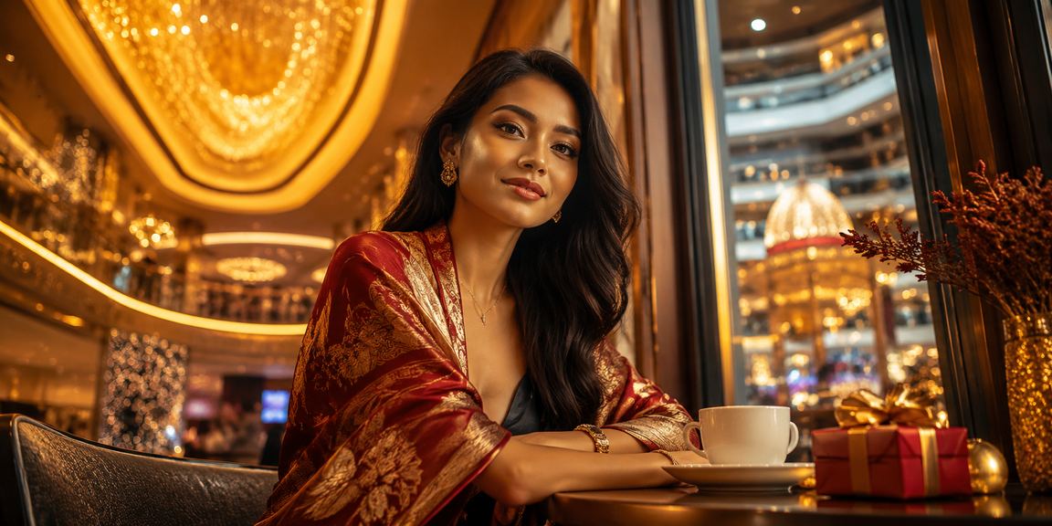 Pengguna android sedang menggunakan aplikasi live casino di tempat kopi di Jakarta