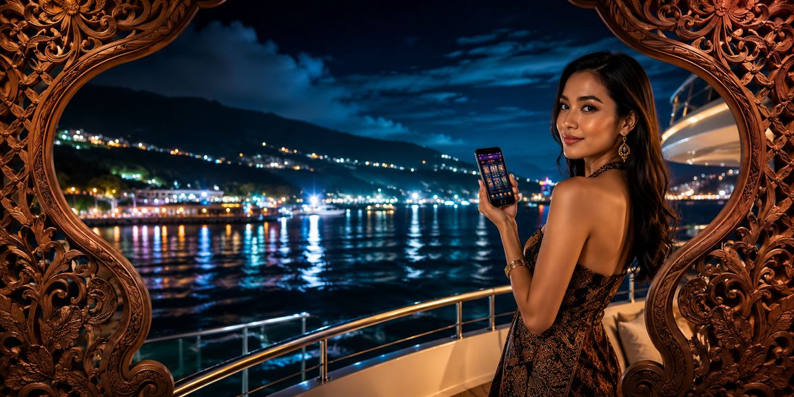 Perempuan muda mengakses casino mobile dengan aman menggunakan ponsel pintar